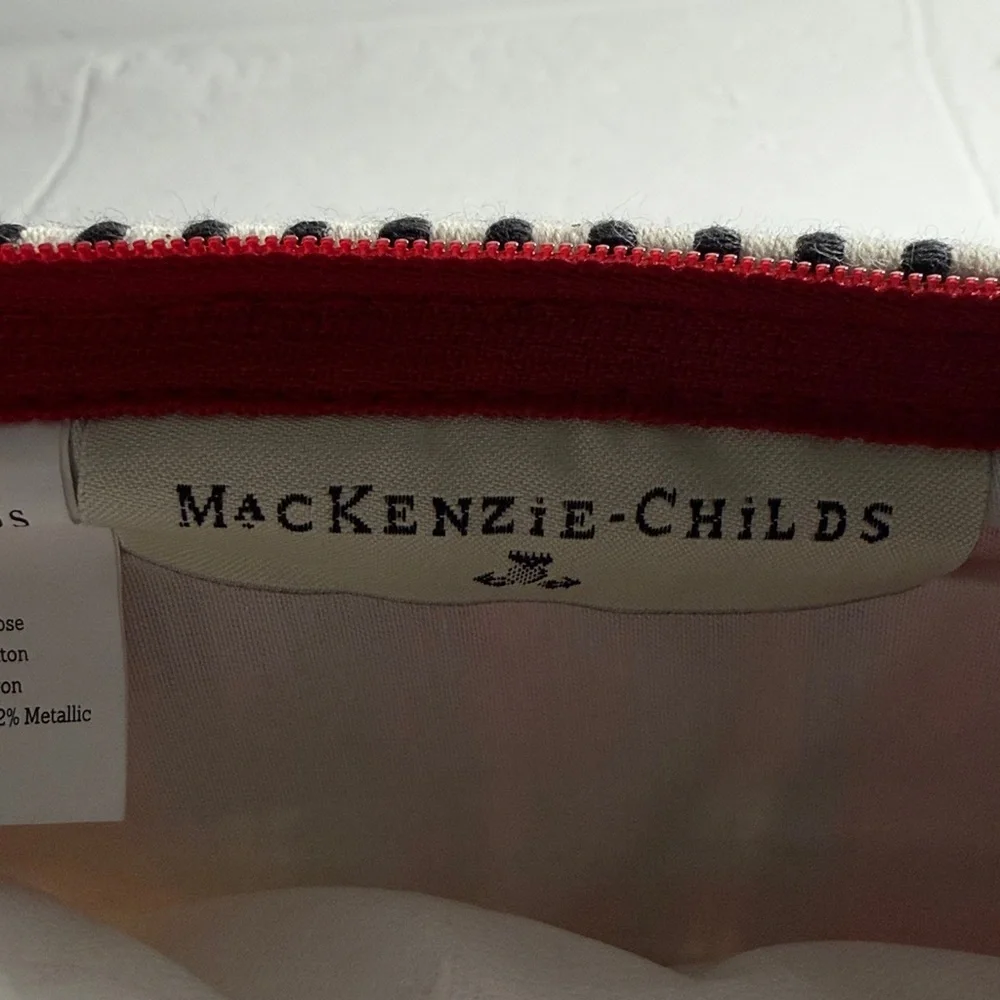 MacKenzie-Childs Tartan Stag Pillow With Courtly Check Piping 18” x 18”